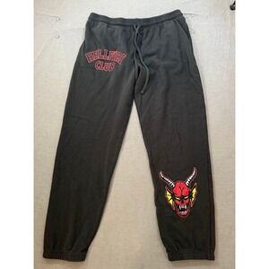 Netflix Stranger Things‎ Hellfire Club Sweatpants Black Graphic Print 2XL 40X32